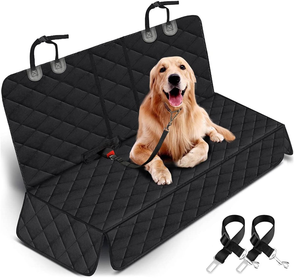 Waterproof Dog Car Seat Cover – Back Seat Protector, Black (53")