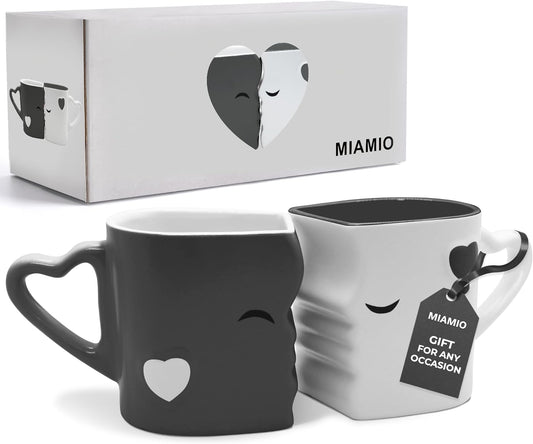 - Coffee Mug Set of 2 (10 Oz), Ceramic (Gray) | Kissing Mugs in a Gift Box, Bridal Pair Gift Set for Weddings, Birthdays and Anniversaries