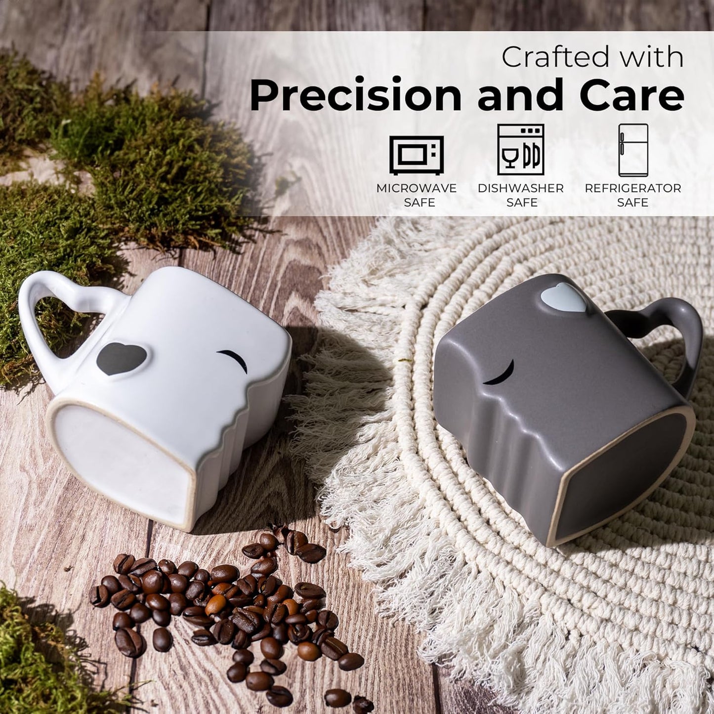- Coffee Mug Set of 2 (10 Oz), Ceramic (Gray) | Kissing Mugs in a Gift Box, Bridal Pair Gift Set for Weddings, Birthdays and Anniversaries