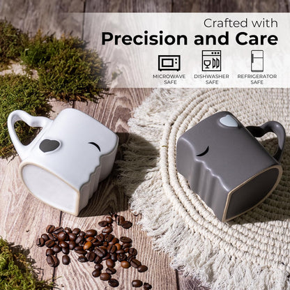 - Coffee Mug Set of 2 (10 Oz), Ceramic (Gray) | Kissing Mugs in a Gift Box, Bridal Pair Gift Set for Weddings, Birthdays and Anniversaries