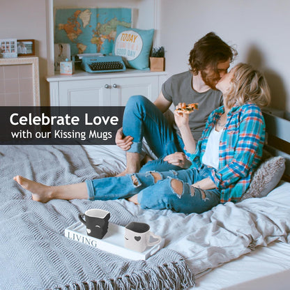 - Coffee Mug Set of 2 (10 Oz), Ceramic (Gray) | Kissing Mugs in a Gift Box, Bridal Pair Gift Set for Weddings, Birthdays and Anniversaries