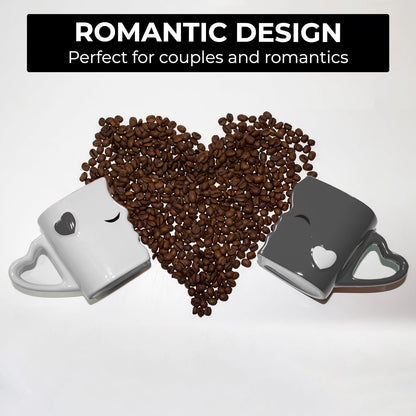 - Coffee Mug Set of 2 (10 Oz), Ceramic (Gray) | Kissing Mugs in a Gift Box, Bridal Pair Gift Set for Weddings, Birthdays and Anniversaries