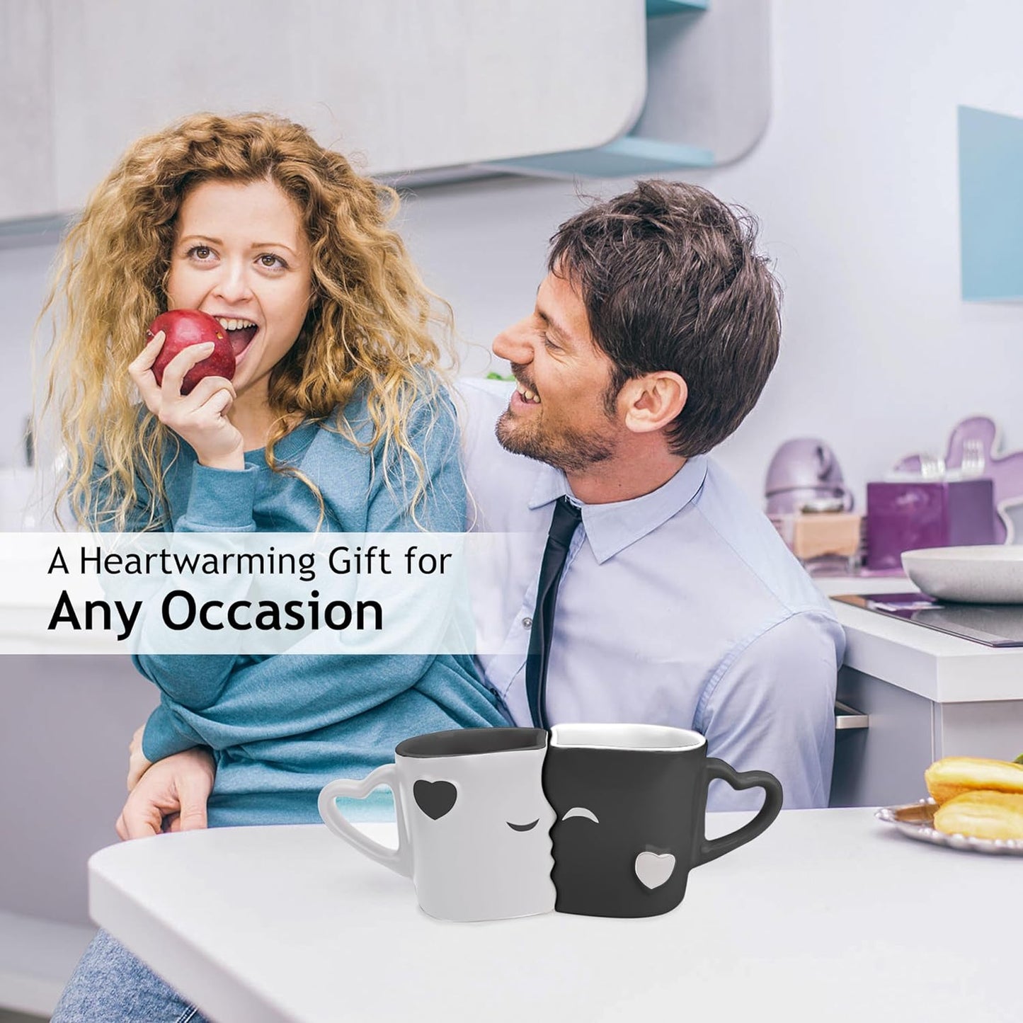 - Coffee Mug Set of 2 (10 Oz), Ceramic (Gray) | Kissing Mugs in a Gift Box, Bridal Pair Gift Set for Weddings, Birthdays and Anniversaries